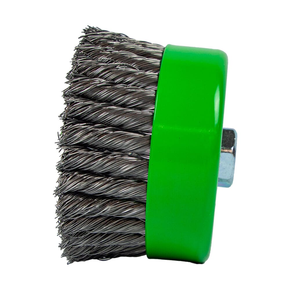 Cup Brush, Knotted, 6 in x .020 in x 5/8 in-11 Arbor